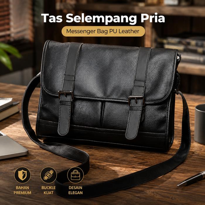GrandMall - Tas Selempang Pria | Messenger Bag Kulit | Tas Kantor Pria