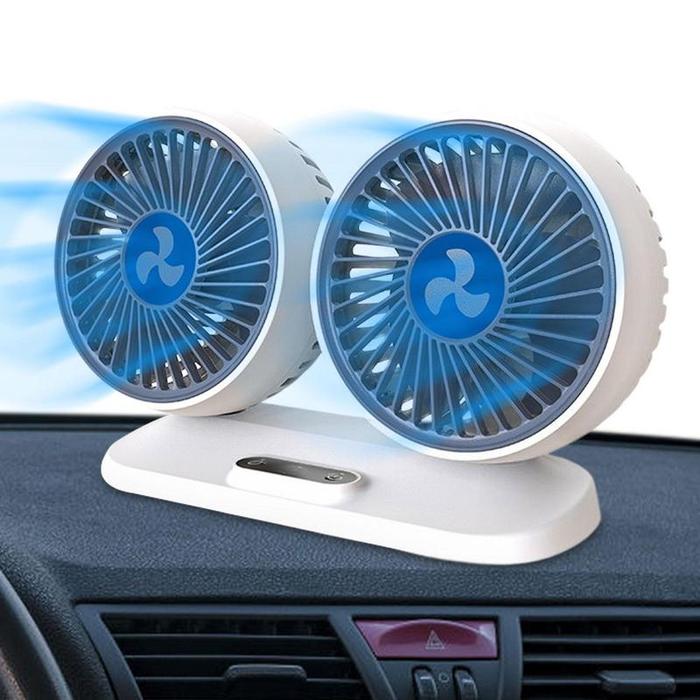 Dual Head Car Fan 12V/24V Auto Cooling Fan USB Electric Fan 3 Speeds