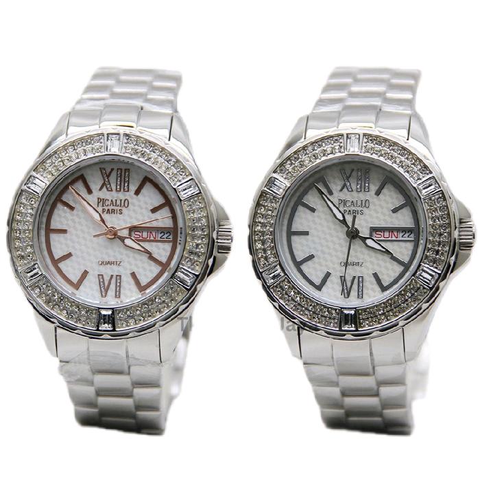 Picallo Jam Tangan Wanita Original Day Date 37mm dengan Desain Elegan dan Tali Stainless Steel