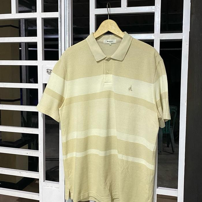 poloshirt kaos kerah polo atasan laki laki cowok pria Bean Pole wafle salur garis coksu logo second