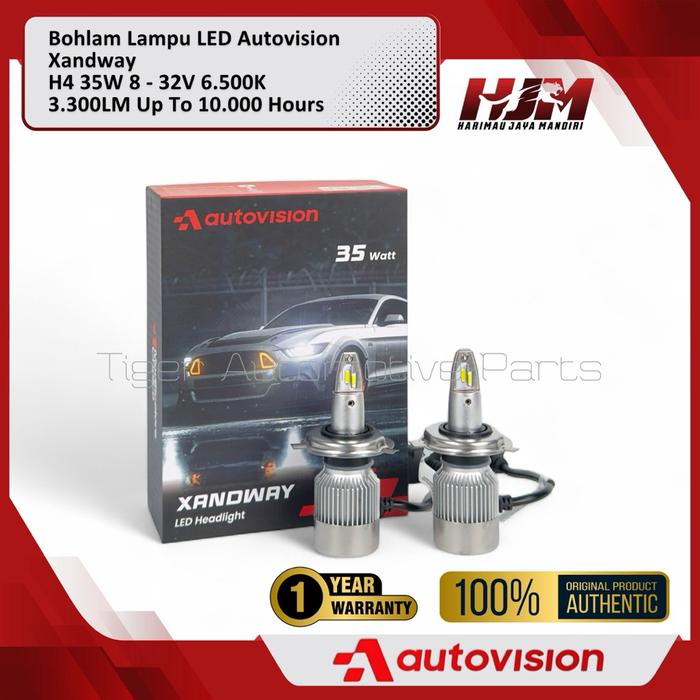 TERBARU!!! Bohlam Lampu LED Autovision Xandway H4 H11 HB3 HB4 H7 H3 H1 35K 8-32V 6500K Original