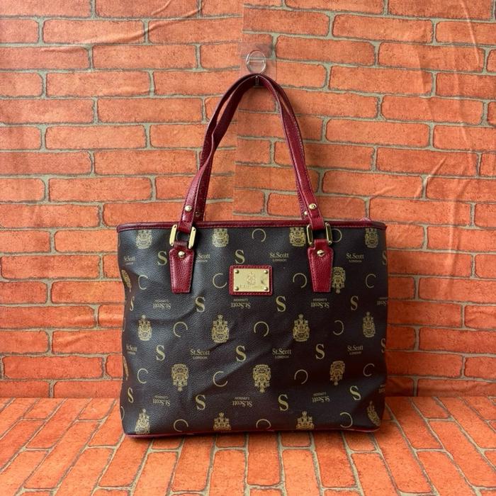 TAS TOTE ST SCOTT LONDON WANITA KULIT SECOND BRANDED / TAS JINJING KULIT WAJITA ST SCOTT LONDON SECO