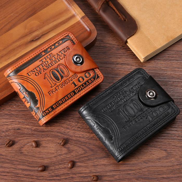 100 USD Dollar Wallet Trendy PU Leather Purse Card Holder Short Wallets Gift