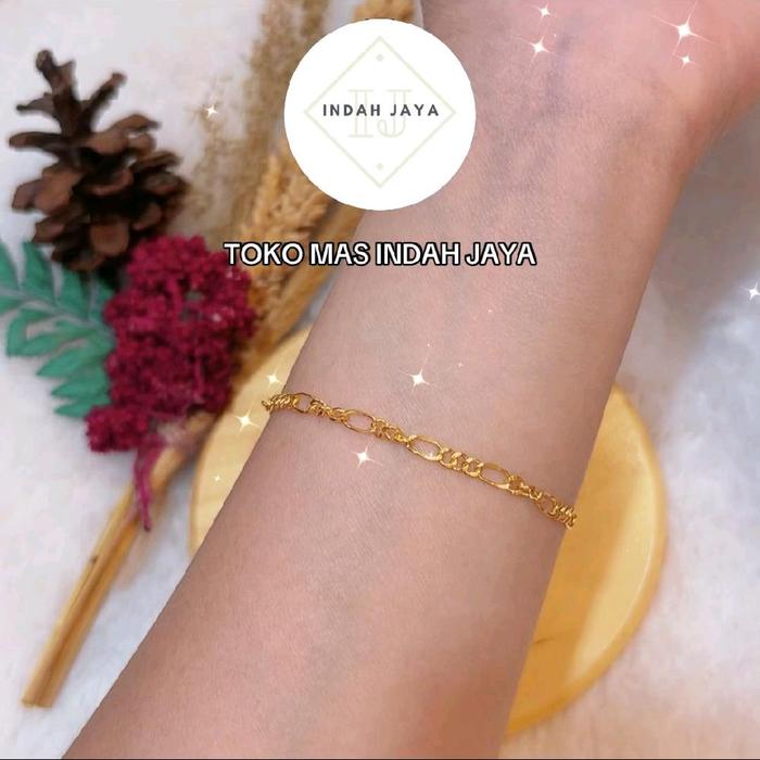 Gelang Tangan Rantai / Bracelets Regal Variasi EMAS ASLI Kadar 300/6K berat 2 gram
