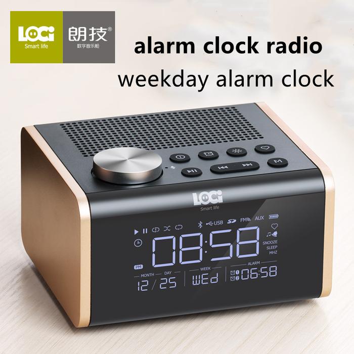 Speaker Bluetooth Jam Alarm Radio Samping Tempat Tidur dengan