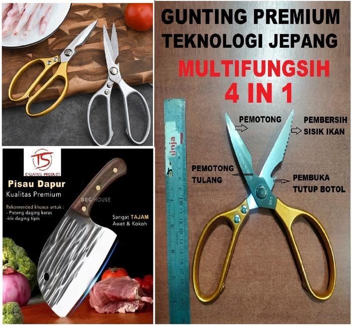 Gunting Daging MULTIFUNGSIH 4 IN 1 GUNTING Dapur Stainless FULL metal