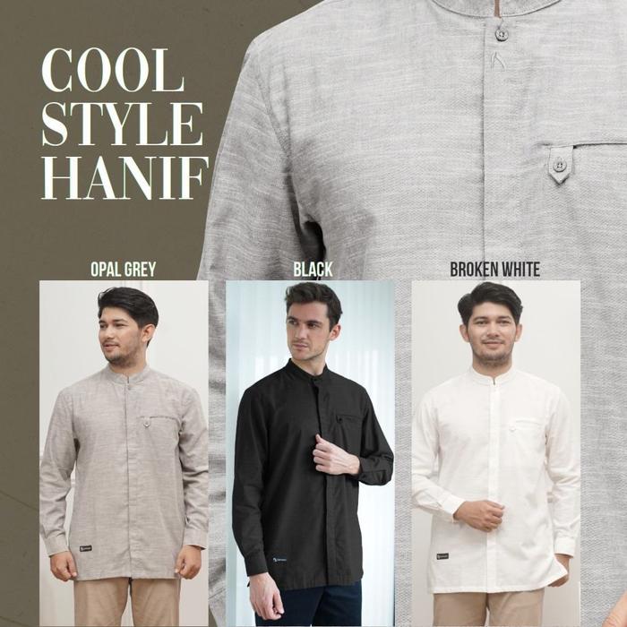Koko lengan panjang putih polos adem Damoza Hanif Broken White