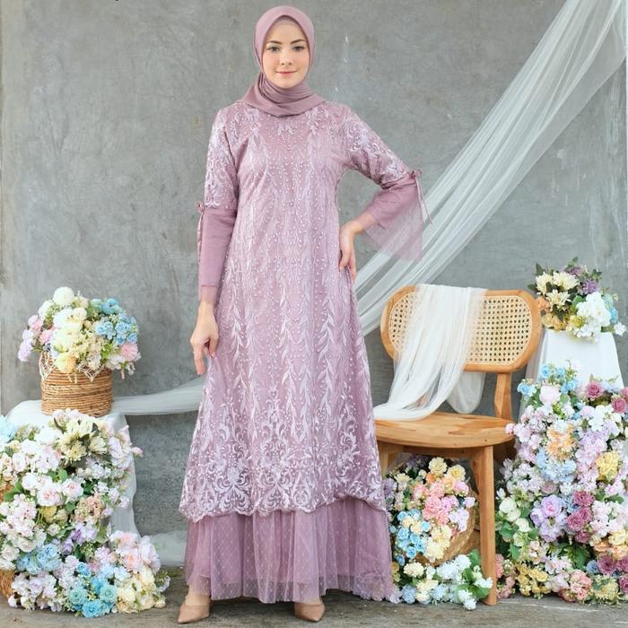 Gamis modern Melani naura gamis muslim gamis brokat gamis tingkat gamis lebaran gamis wisuda gamis p