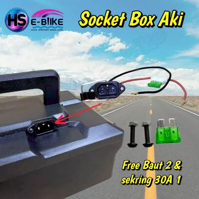 Socket Charger Box Battery Sepeda Listrik Lengkap