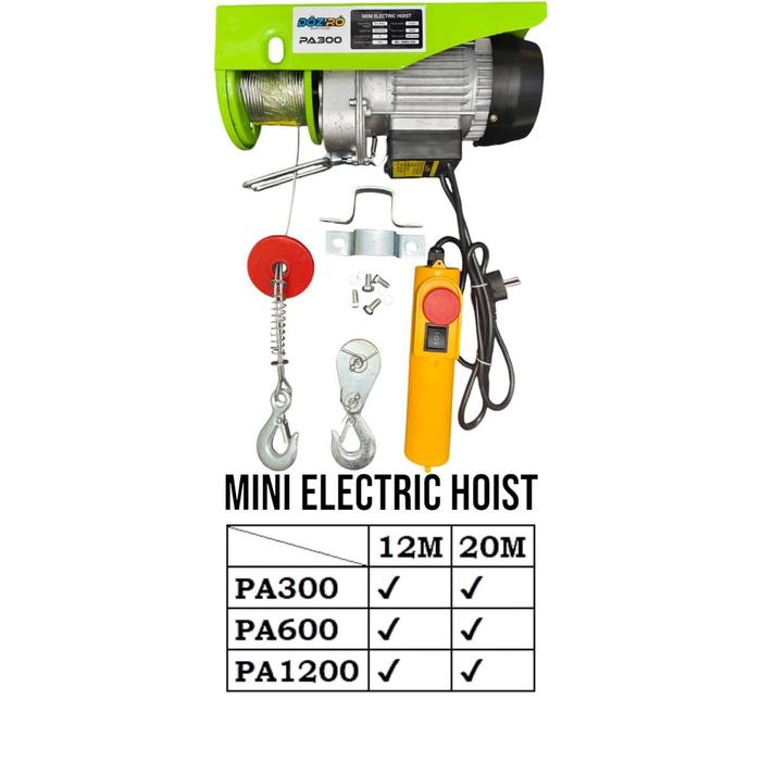 Electric Hoist 1200 KG Katrol Listrik PA1200 Katrol Elekrik Electric Wire Rope Hoist 1200KG