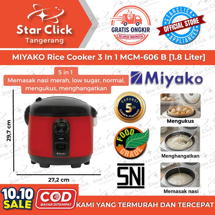 NEW MIYAKO Rice Cooker Rendah Gula | Low Sugar 5 In 1 MCM 721 LST / MCM721 LST / MCM721LST [Original