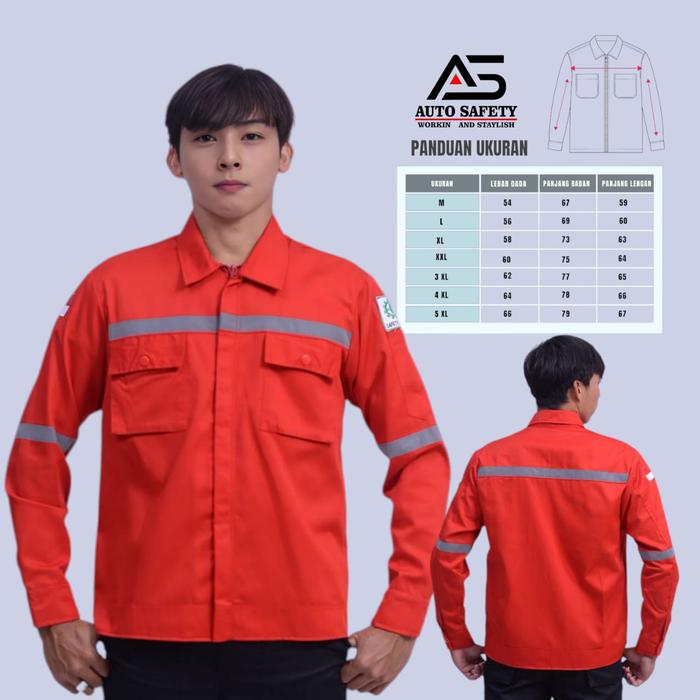 wearpack atasan Auto Safety - baju kerja k3 seragam proyek merah polos Panjang