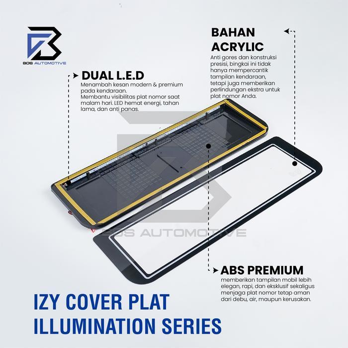 IZY Cover Dudukan Tempat Frame Breket Bingkai Rumah Tatakan Plat Nomor Mobil Model 2 Lampu LED Cover