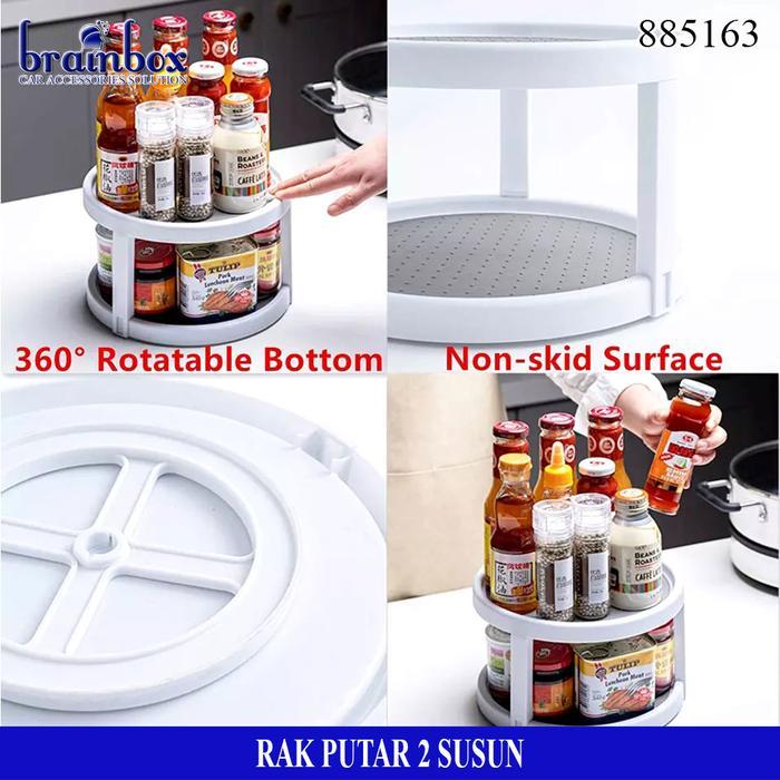 Rak Bumbu Rak Kosmetik Putar 2 Susun Rak Putar Serbaguna Rak Dapur
