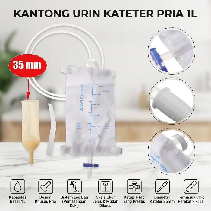 Mutiaramall - Kantong Urin Kateter | Urinal Bag Pria | Wadah Medis Portable