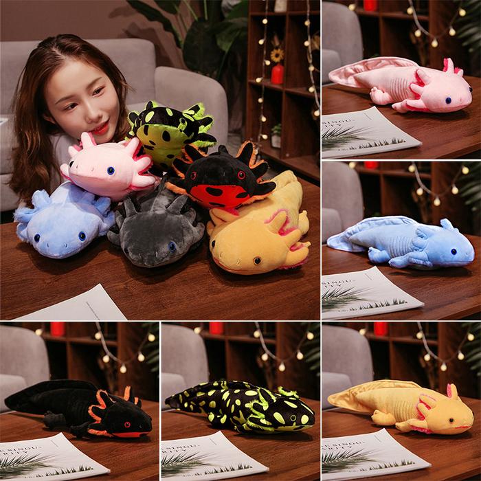 20-80cm Kawaii Newt Plush Toy Stuffed Cute Axolotl Salamander Underwater Fuzzy Fish Appeasing Long P