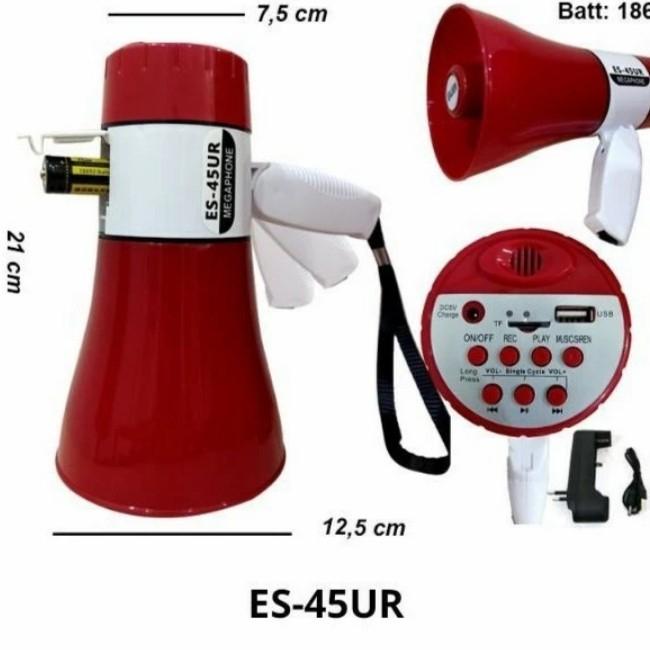 EALSEM ES-45UR Megaphone pengeras suara rekam suara sirine USB