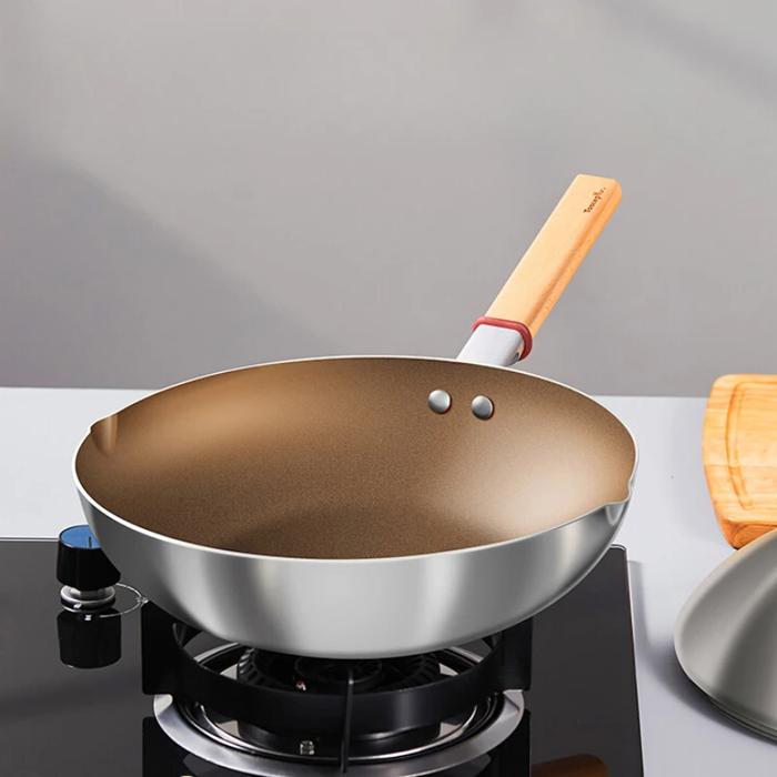 32cm Large Capacity Frying Pan Home Uncoated Wok Frying Pan
