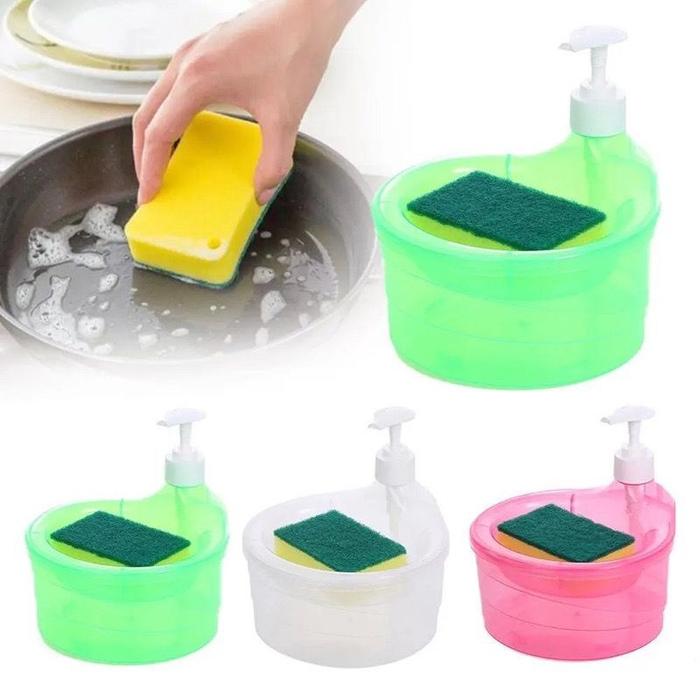 Tempat Dispenser Sabun 2in1 Soap Pump Botol Cuci Piring Bulat 1000ml