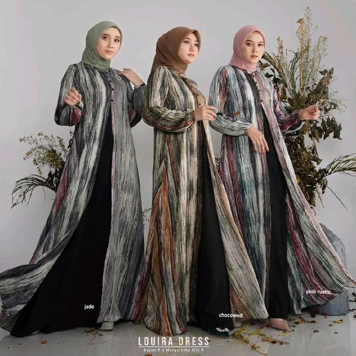 Louira Dress ORI Nadheera Luxury, Gamis Rayon Premium x Margareta silk, Gamis modern