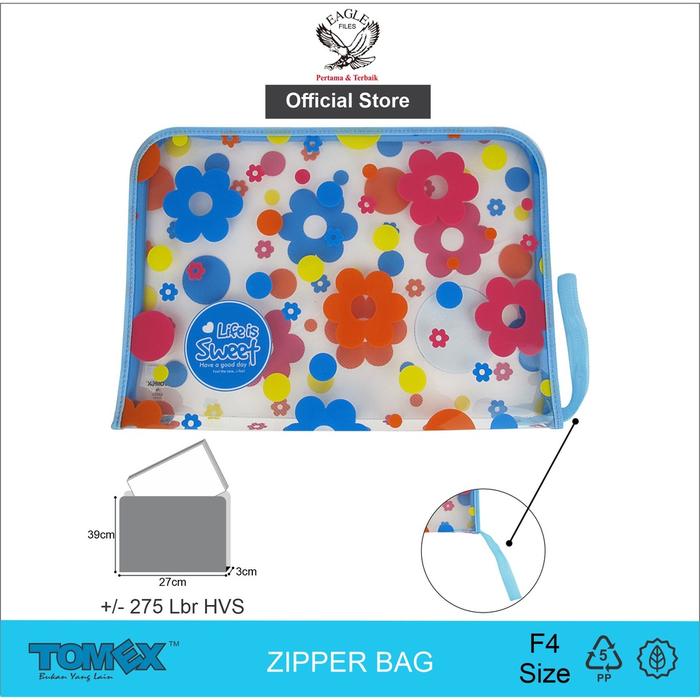 TOMEX Zipper Bag Map Zipper Folio Map Plastik Resleting Motif Life is Sweet