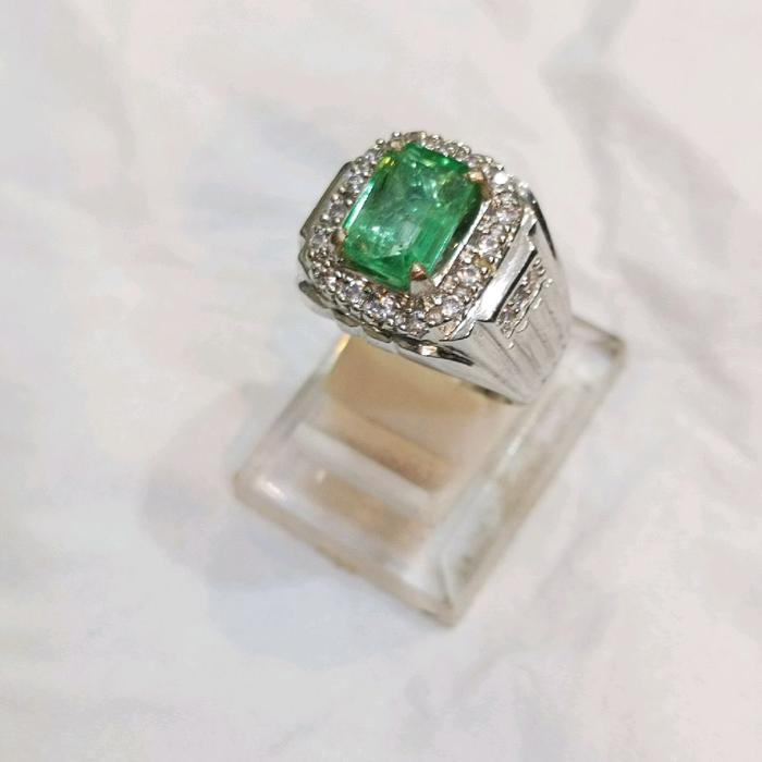 Cincin Alpaka Zamrud Chatam Colombia Asli