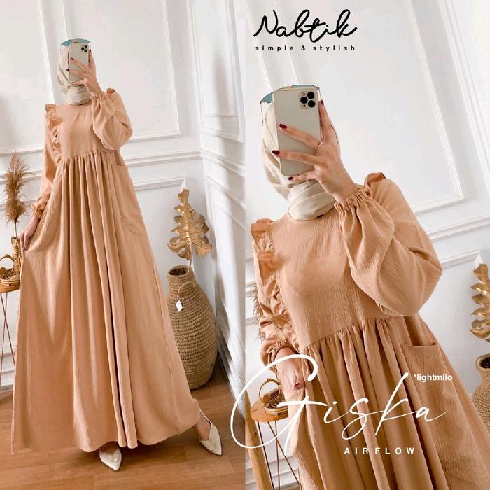 gisca gamis nabtik bahan crinckle