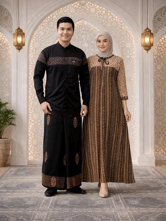 SET SARKO GAMIS Nabila viral Spesial Ramadhan setelan sarung koko dan gamis wanita Couple bahan katu