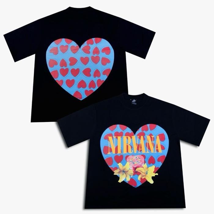 [COD] T-Shirt Nirvana Heart Shaped Box Oversized Boxy 20S Full Cotton 230gsm - Nirvana Heart Black, 