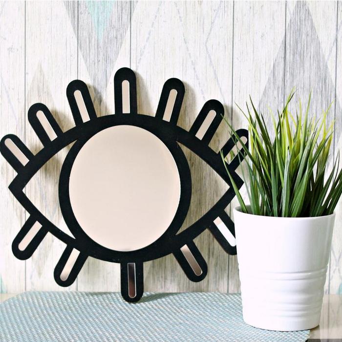 Wall Hanging Wooden Mirror Eye Shaped Mirror For Wall Decoration