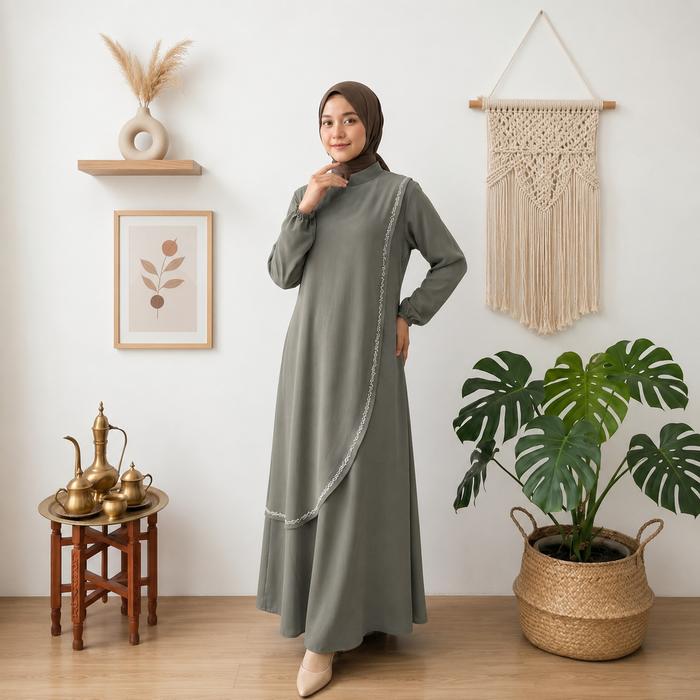 Gamis Sabrina Anti Uv Mix Swarovski Ld 100-120 Cm Bahan Sabrina Anti Uv Model Terbaru Kekinian Anggu