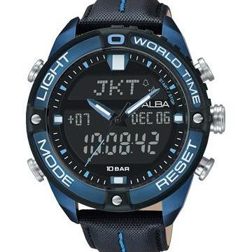 JAM TANGAN PRIA ALBA ACTIVE AZ4041 AZ4041X1 DIGITAL LEATHER STRAP ORIGINAL