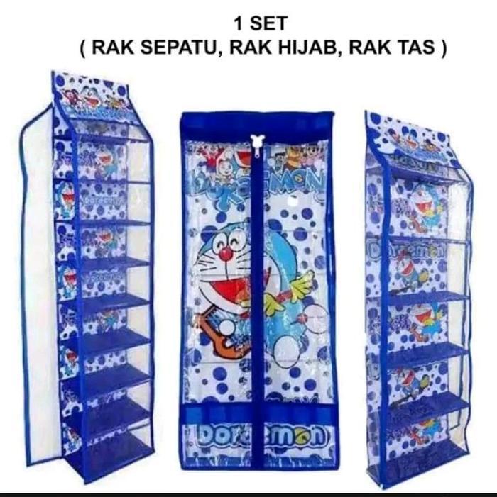Satu Set Rak Penyimpanan( Rak Sepatu, Rak kosmetik Dan Rak Kerudung)