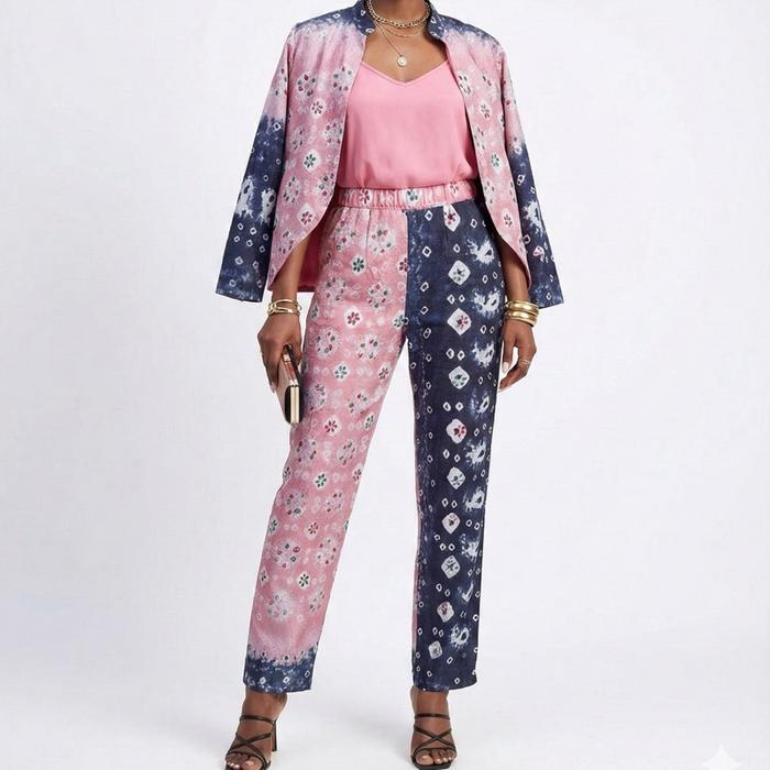 Stelan Outer dan Celana Jumputan Palembang Handmade untuk Formal dan Semi Formal Bahan Thaisil Kaca 