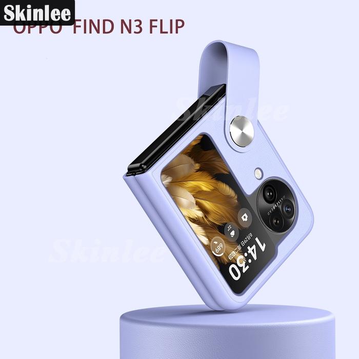 For OPPO Find N3 Flip casing case Simple and Portable Wrist Strap Leather Shock Protection Phone Cov