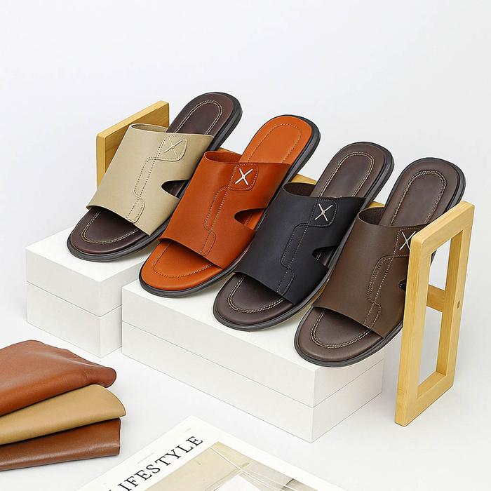 Big Size 44 45 46 47 48 - Sandal Kulit Garut Asli Ukuran Super Besar / Sendal Selop Casual Pria Ukur