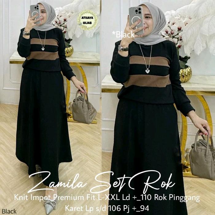 Athaya#Zamila set rok terbaru knit import/setelan wanita/setelan rok/setelan  wanita murah)setelan k