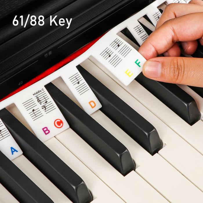 88/61 Key Silicone Sticker Tuts Piano/Keyboard Transparan Piano Stave Name Note Sticker,Reuseable (C