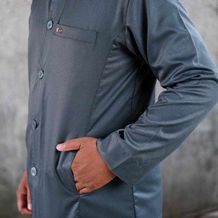 Bin Hasyim Baju Muslim Premium Pria Dewasa Koko Semi Jas Haibah Terompah atau Jasko Lengan Panjang S