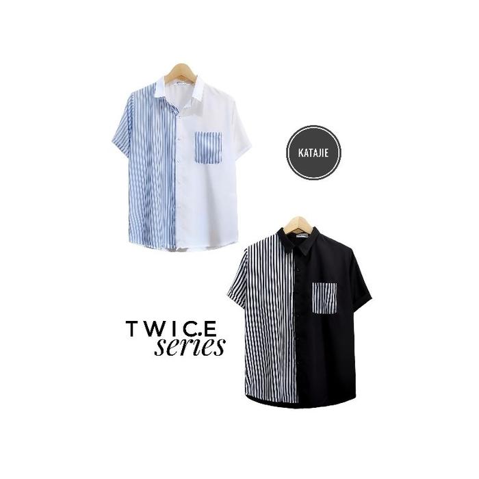 TWICE SERIES Kemeja Pria Bowling Shirt Twotone Korean Styles