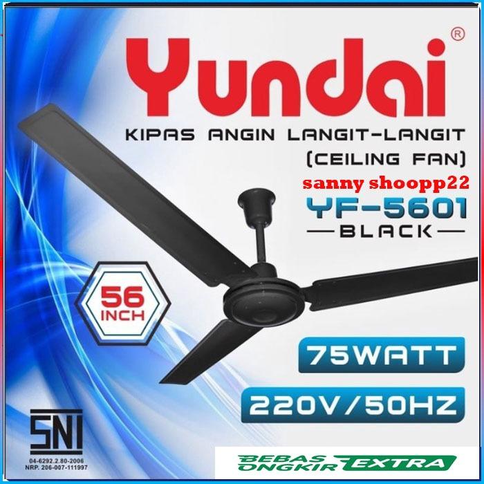 Yundai Kipas Angin Langit-Langit / kipas gantung besi (Ceiling Fan) 5601 Ukuran 56" Baling Besi BLAC