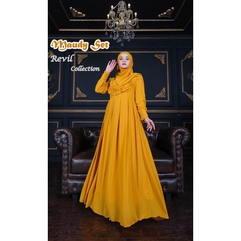Gamis syari _ gamis wanita/ maudy set bahan ceruty baby doll premium