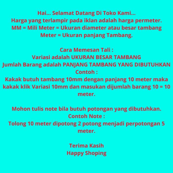 1 Meter Tali Tambang Ukuran 6mm 8mm Harga Per Meter Nylon Putih Nilon Besar Kecil Ikat Kuat