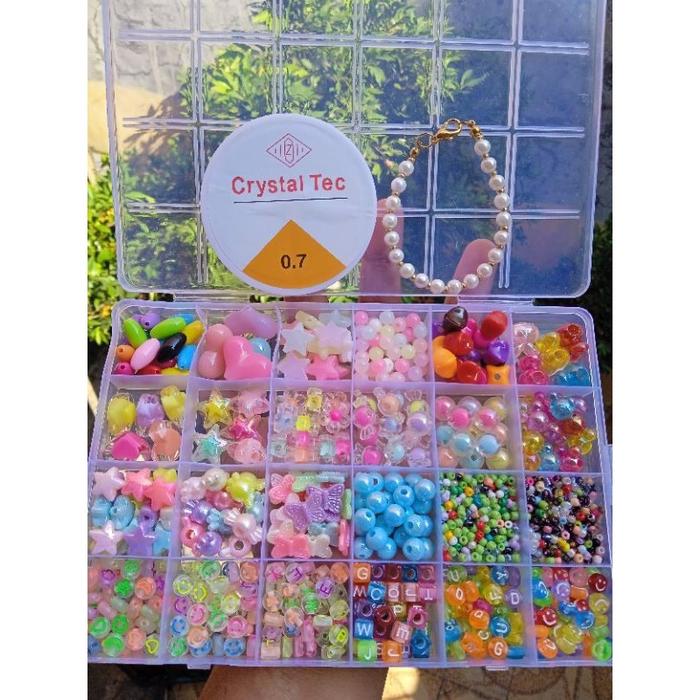 Bisa COD set manik manik mote payet lengkap warna yg berbeda beda manik mote bunga manik mote bulat 