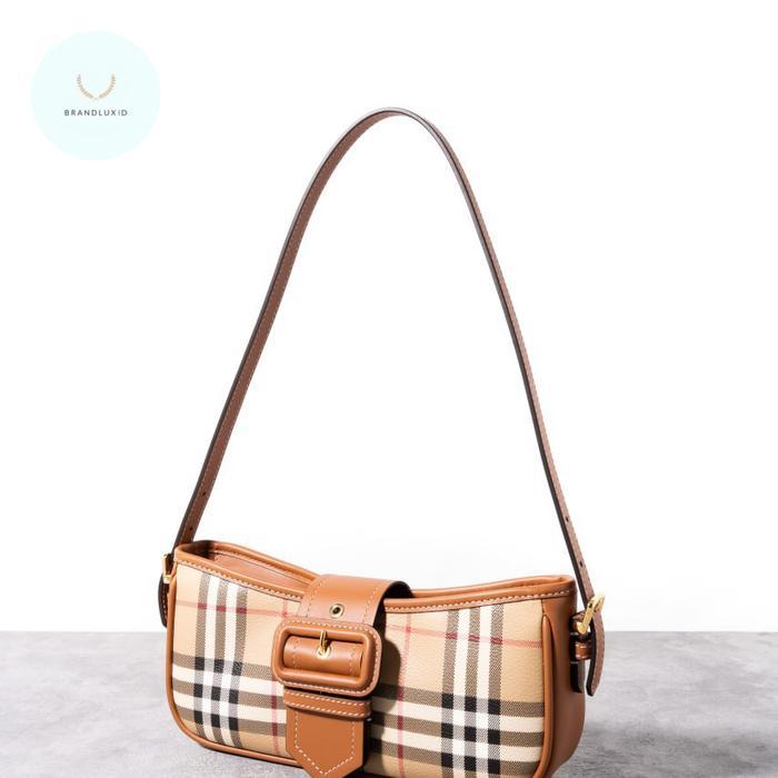 BURBERRY VINTAGE CHECK SLING BAG ARCHIVE BEIGE BRIAR BROWN