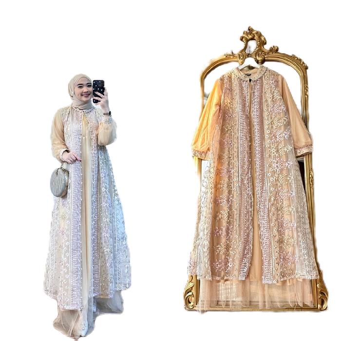 DRESS MIKASA MEWAH/BORDIR//TILE Cantik Muslim Gamis Wanita Pesta