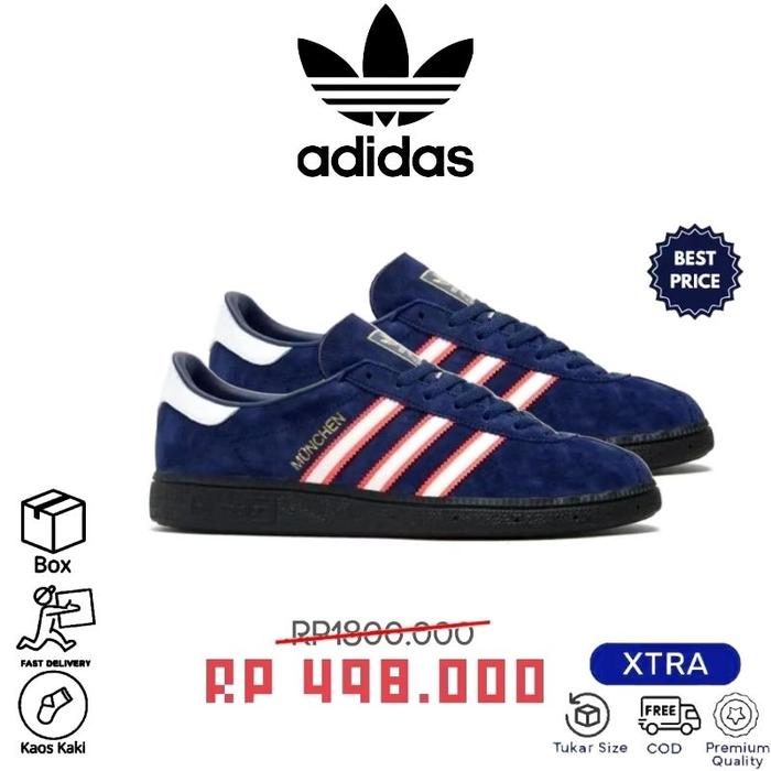 Free Kaos Kaki!!!(COD) Adidas Munchen Navy Edge Deeb Blue Soft Red OG Exclusive Adidas Munchen All B