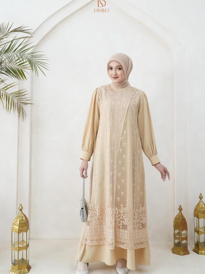 Nabila Dress Premium Yorish Mix Tille By Disiko Exclusive - Busana Muslimah Dewasa