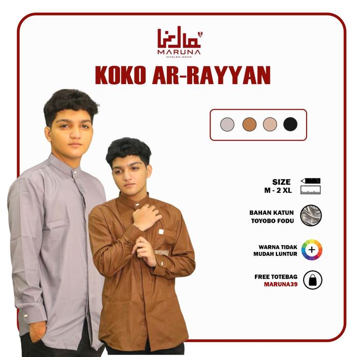 Busana Muslim / Baju Koko Ar-Rayyan MARUNA39 LENGAN PANJANG Bordir Motif Toyobo