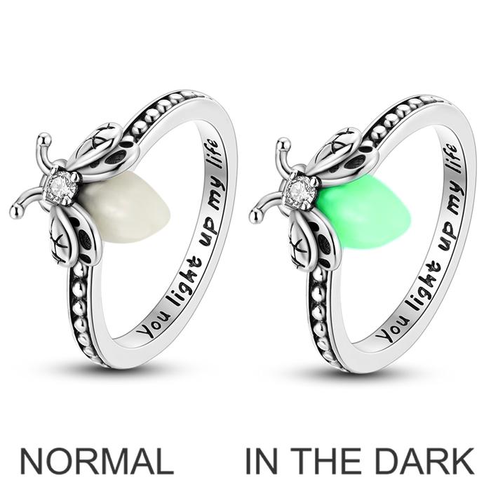 925 Silver Luminous Firefly Ring Infinite Original Zircon Wedding Anniversary Golden Moonlight Firef